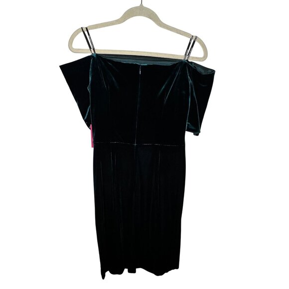 Vince Camuto Off-Shoulder Dark Green Velvet Midi Dress Size 12 Evening Wear NWT - Picture 3 of 8